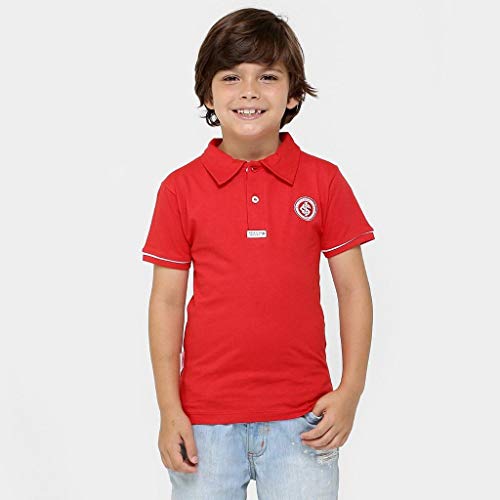Camisa Polo Manga Curta Internacional, Rêve D'or Sport, Criança unissex, Vermelho/Branco, 4