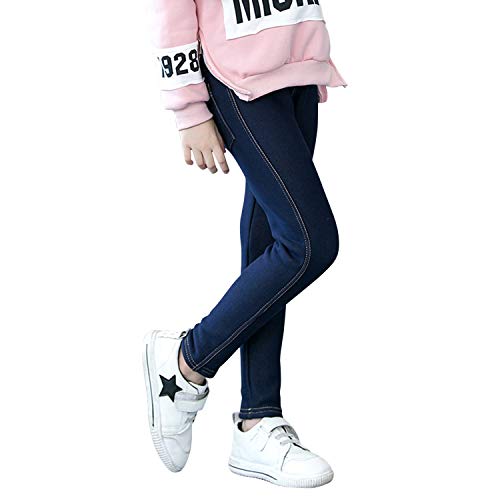 Evelin LEE Kids Girls Winter Warm Fleece Lined Jeans Leggings Elastic Waist Denim Pants Soft Jeggings2
