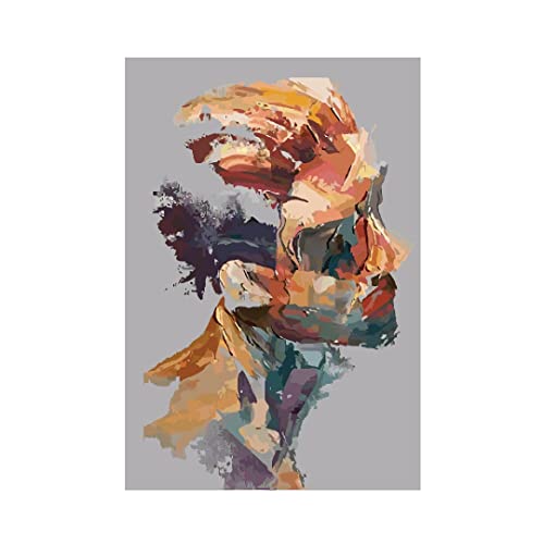 Image of RANGOLI 100% Cotton Stretched Canvas Painting 400 GSM, Framed Man Canvas Abstract Wall Art for Living Room, 3D Paintings for Wall Decor (16 x 23 Inch With Frame)