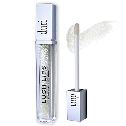 duri Lush Lips Lip Plumper, Icicle - Clear Iridescent Shimmer Plumping Lip Gloss, Moisturizing Volumizing Makeup Gloss, 0.15 fl.oz.