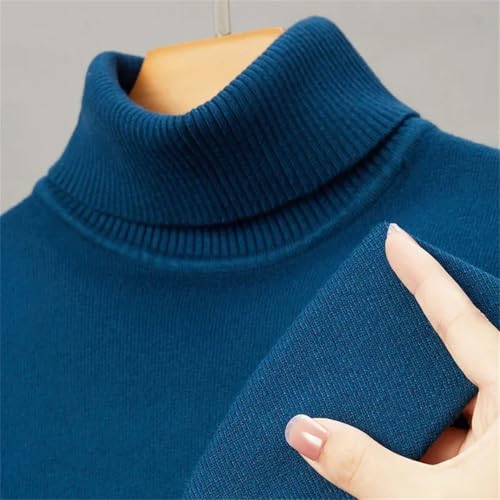 Ownwfeat Men Slim Fit Turtleneck Sweater Solid Color Knitting Casual Long Sleeve Pullovers4