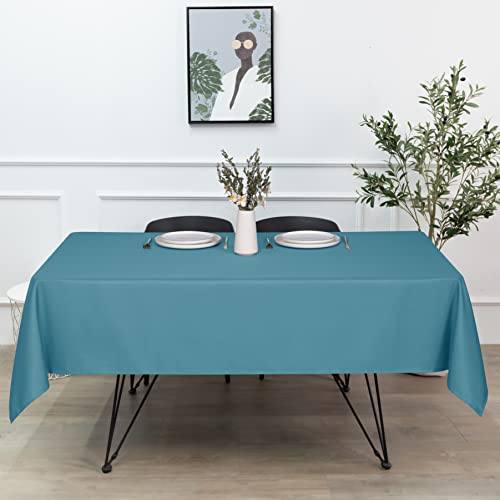 Image of sancua Rectangle Tablecloth - 54 x 108 Inch - Stain and Wrinkle Resistant Washable Polyester Table Cloth, Decorative Fabric Table Cover for Dining Tables, Buffet Parties and Camping, Teal