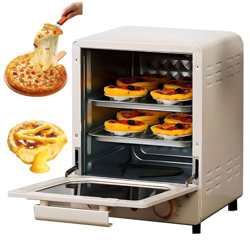 Horno mini freidor de aire de encimera 15L 750W, multifunción con rejilla de cocción de tres niveles, temperatura y temporizador ajustables, ventana de vidrio, para hornear y cocinar