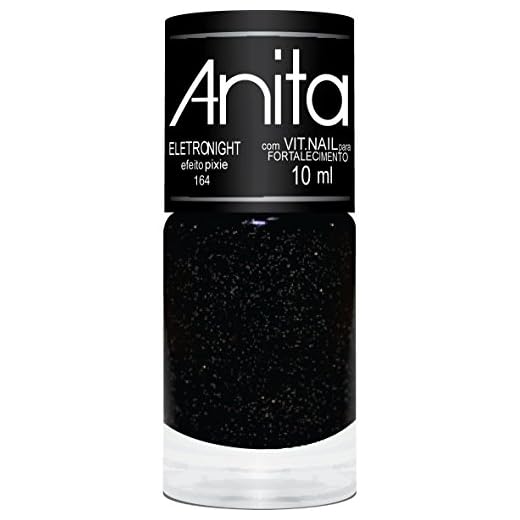Esmalte Eletro Night, Anita Cosméticos, Glitter Preto