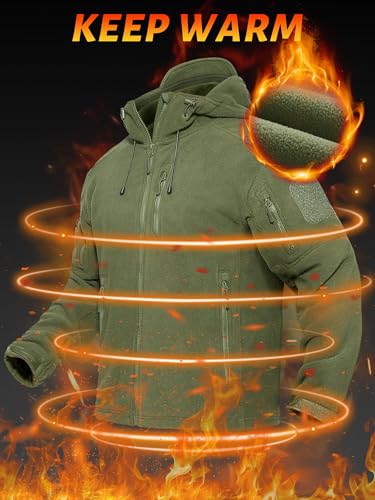 TACVASEN Men's Tactical Fleece Jacket Heavyweight Military Hoodie with 6 Pockets Winter Warm Coats Windproof Outdoor2