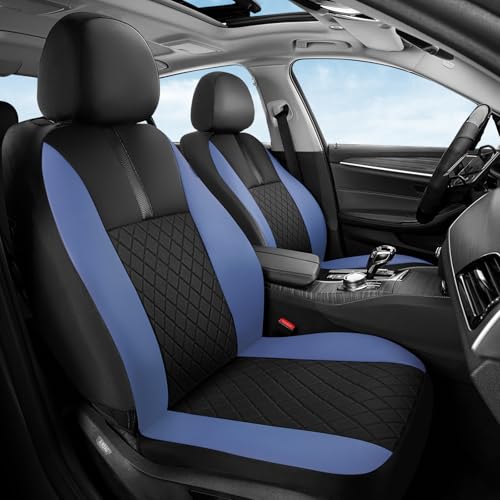 Image of Coverado Car Seat Covers Front Pair, Automotive Leather Seat Covers for Car,Universal Fit Front Back Seat Cover, Non-Slip Waterproof Breathable Car Seat Protector