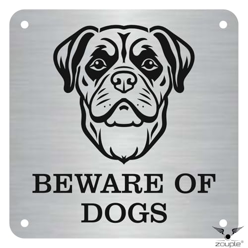 Image of Beware of Dog Sign, Rottweiler, 6x6 Inch, Durable Steel, Dual Mount