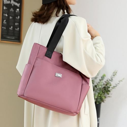 Fashion Women Tote Shoulder Bag,Large Capacity Water Repellent Multi Pocket Nylon Shoulder Bag with Zipper3