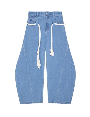 Aelfric Eden Baggy Barrel Jeans Wide Leg Pants for Women Men Casual Elastic Waist Lantern Unisex Streetwear Y2K Denim Jeans