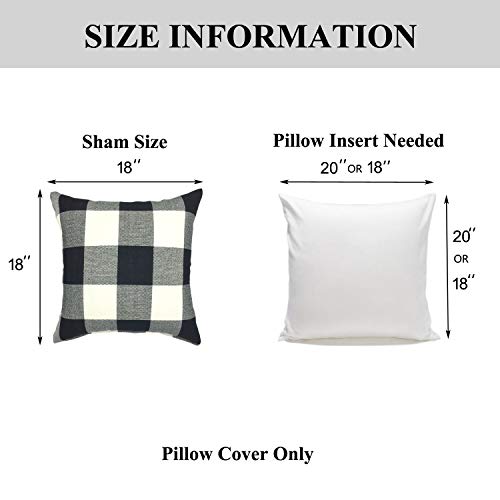 Your Smile Retro Farmhouse Buffalo Tartan Chequer Plaid Cotton Linen Decorative Throw Pillow Case Cushion Cover Pillowcase For Sofa,Set Of 2 (Black, 18''X18'') #TOP5