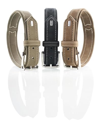 HUNTER HUNTING Hundehalsband, Leder, Nubuk, robust, weich, 55 (M), braun