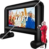16FT Inflatable Movie Screen Outdoor, Blow up Projector Screen Support Front & Rear Projection for Backyard Outdoor Movie Night Barbecue Pool Party with Blower and Carry Bag
