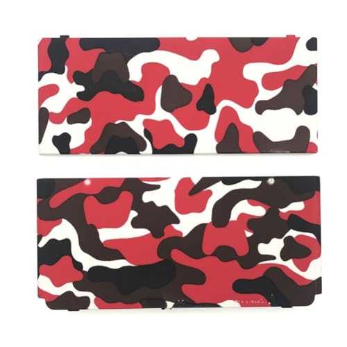 Image of Hzxkqmil Front Back Housing Shell Case Cover Top /Bottom Faceplate Plates Replacement for Nintendo New 3DS Console (Camo Red)