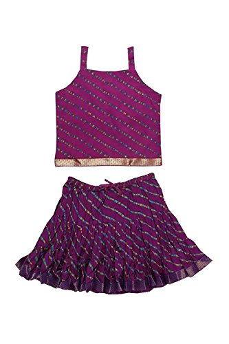 Image of DIAMO Girl's Jaipuri Lahariya Block Print Skirt and Top