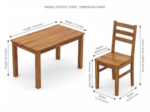 Image of DecorNation Myra Solid Wood Dining Table Set 6 Seater for Home & Kitchen | Premium Wooden Dining Table with 6 Chairs | Natural Finish | Modern Dining Furniture