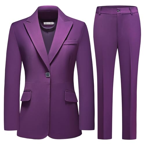 MODFUL Pant Suits for Women Business Suit Set 2 Piece Slim Fit Blazer Jacket One Button Formal Suit