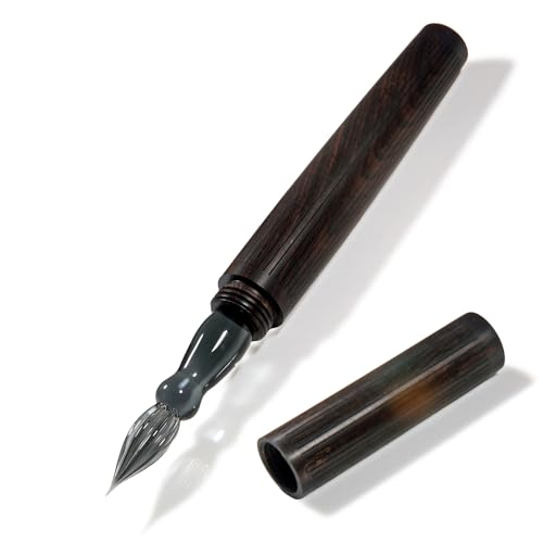 SeventyTwo Handmade Glass Dip Pen with Wood Handle Calligraphy Writing Pen with Glass Nib (Black)