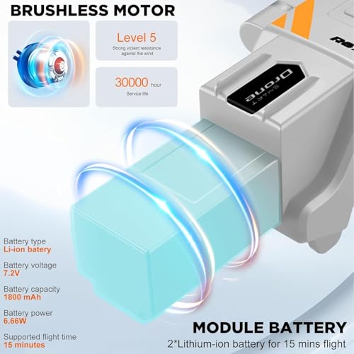 Image of RAHU Drone with Dual Camera 1080P for Beginners, RC Quadcopter Foldable Drone with Brushless Motor, Altitude Hold, Headless Mode, One Key Start, 2 Batteries for 30mins Flight,RG700pro