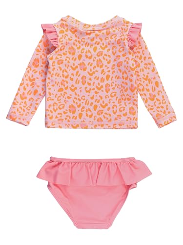 Image of RuffleButts Baby Girls Modern Skirted Rash Guard Bikini - UPF 50+ Sun Protection Swimsuit