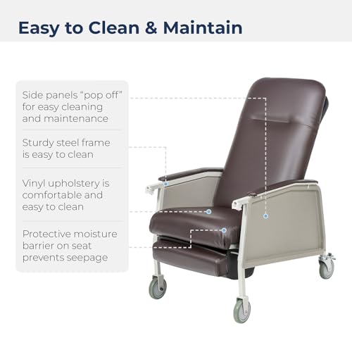 Image of Drive Medical Bariatric Geri Chair Recliner, Chocolate, Extra Wide | 3 Position Heavy-Duty Reclining Clinical Chair Features Armrests and Tray for Added Comfort and Support in an Extra Wide Seat