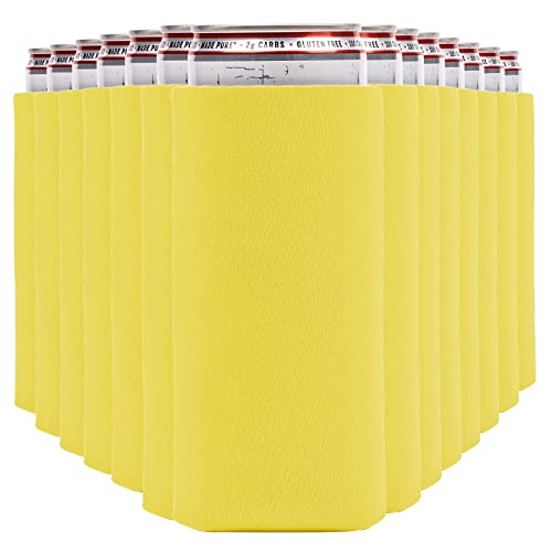 Image of Slim Can Cooler Sleeves (30-Pack) Soft Insulated Slim Can Koolie for White Claw Seltzer & Slim Beer - HTV Blanks for Vinyl Projects - Skinny Can Koolies Bulk - Tall Can Coolies for Slim Cans (Yellow)