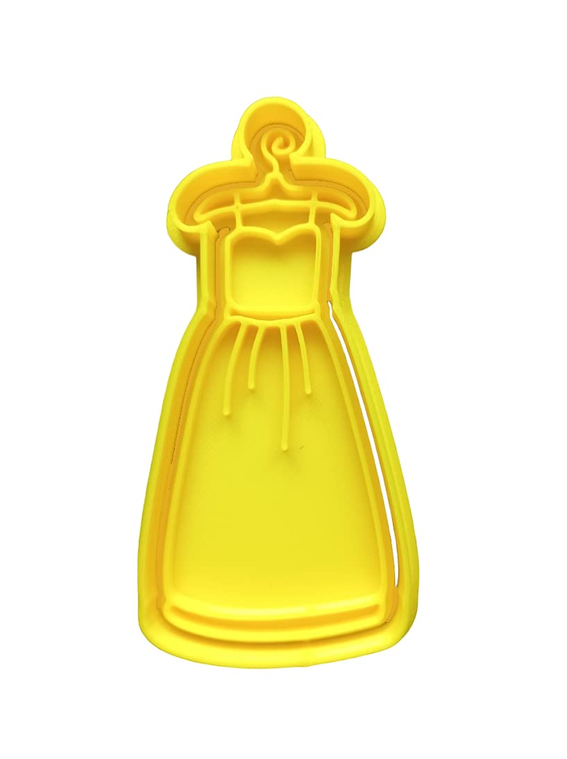 The Cookie Cutter Hub 11cm Wedding Dress Cookie Cutter and Matching Embosser for Cookies Biscuits Clay Baking Decoration