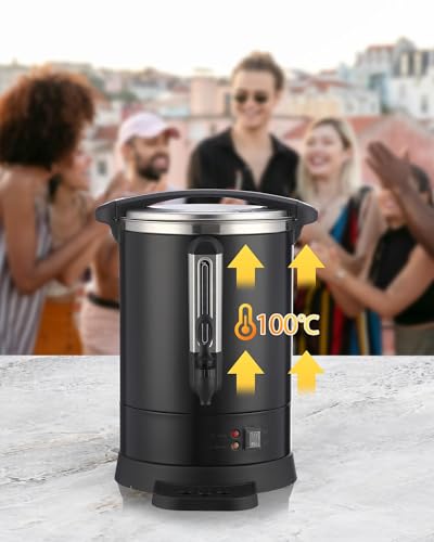 Image of Garvee Commercial Coffee Urn,80 Cup-12 L,Hot Water Dispenser with Percolator, Stainless Steer Hot Beverage, Easy Two Way Dispenser,Black