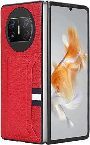 Jarttarn Compatible with Huawei Mate X3 Case, Premium PU Leather Ultra Slim Shockproof Back Bumper Phone Case Cover with Card Slot Holder for Mate X3 Phone Case (Red)