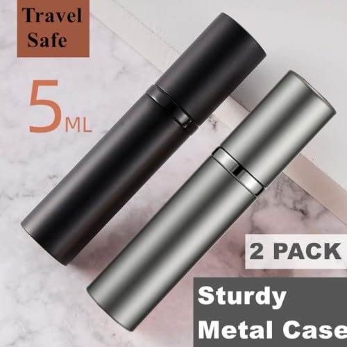 Aurdox Perfume Atomiser, Portable and Refillable mini Perfume Spray Bottles Empty Sprays 2Pack, Dispensers, Atomizers with Pump for Travel, 5ml/black and Silver Grey - Image 7