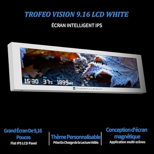 Thermalright Trofeo Vision 9.16 LCD White 9 16-дюймовый магнитный IPS-дисплей разрешение 1920 x 480 магнитное притяжение к поверхности корпуса DIY-дисплей