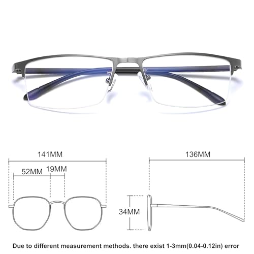 Image of Anti Blue Light Glasses Metal Frames Rectangle Semi-Rimless Computer Gaming Eye-glasses Clear Lens