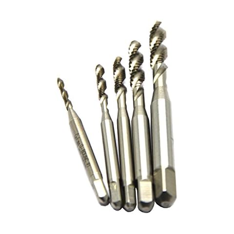 Wokesi 5Pcs 1/8'' 5/32'' 3/16'' 7/32'' 1/4''Spiral Flute Thread Milling Taps Plug Tap Screw Tap Threading Tools BSW Cover