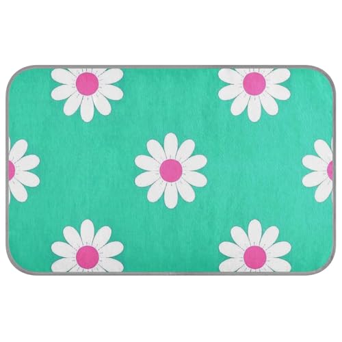 EtherSpher Lovely Daisy Floral Teal White Summer Animal Cooling Self Cooling cat mat for cat Outdoor Cute cama refrescante para Perros M
