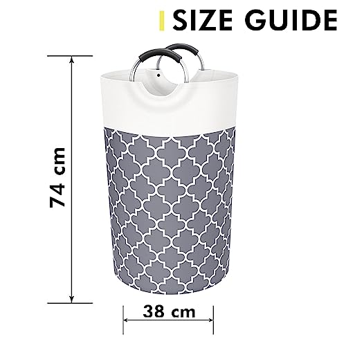FAIRWAYUK Foldable Laundry Basket - 82L Large Collapsible Laundry Baskets with Strong Handle, Double Layer Strong Fabric Clothes Laundry Hamper Bin Bag, Grey (74x38cm) - Image 5