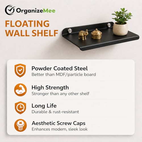 Image of OrganizeMee Metal Small Wall Mounted Shelves,Bluetooth Speaker,Wi-Fi Camera Stand Corner Floating Shelf for Living Room & Bedroom,Home Decor Items Plant Pot mounting Racks, Speaker Stand(Black)