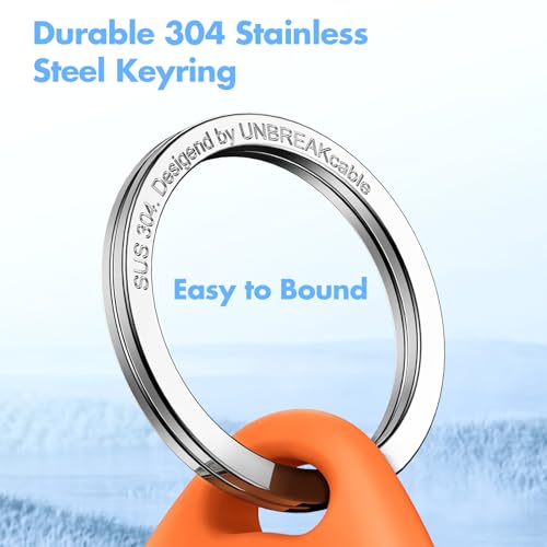 Image of UNBREAKcable Holder for Apple AirTag - 4 Pack [Fit Tightly Design] [Easy to Install] [Hold Air Tag Securely] Waterproof TPU Shell Protective Case with All Metal Keychain Key Ring Clip