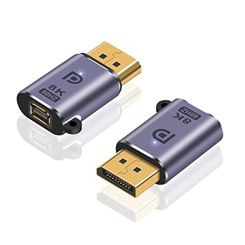 Maxhood 8K DisplayPort to Mini DisplayPort Adapter, 32Gbps DP Converter Connector for 8K@60Hz UHD Video MacBook and Laptop (2 Pack)