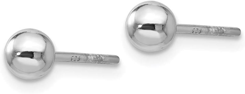Earrings White Sterling Silver Ball Women'S 4 mm Polished Post