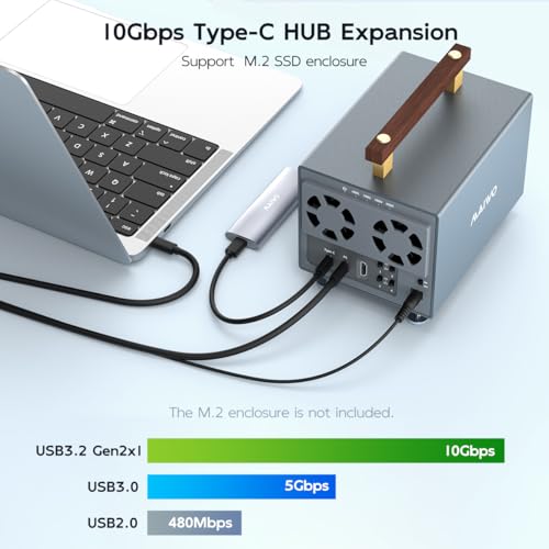Image of MAIWO 4 Bay Hard Drive Enclosure for 3.5 Inch SATA HDD with SATA III Chipset USB3.2 Gen2 10Gbps Speed, Support HDTV /Type-C Extension /Daisy Chain, 96TB Capacity, External 3.5'' HDD Enclosure