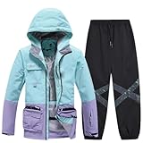 GaoLeAve Traje de esquí de invierno para mujer y hombre, chaqueta de snowboard gruesa y cálida, pantalones de nieve, ropa impermeable al viento, H217_b, L