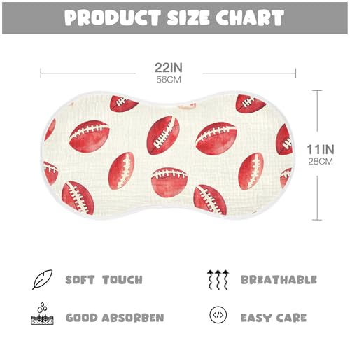 xigua American Footballs Baby Burp Cloths for Newborn Boys and Girls 1 Pack, Soft & Absorbent Cotton Baby Burp Cloth, Baby Washcloths, Newborn Towel, Burp Rags4