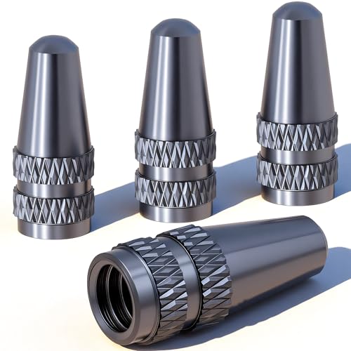 MEAJOO Gray Presta Valve Caps (4 Pack) Dust & Air Stem Covers for MTB Road Bike Bicycle Fits French Valves Aluminum Tubeless Tire Valve Caps