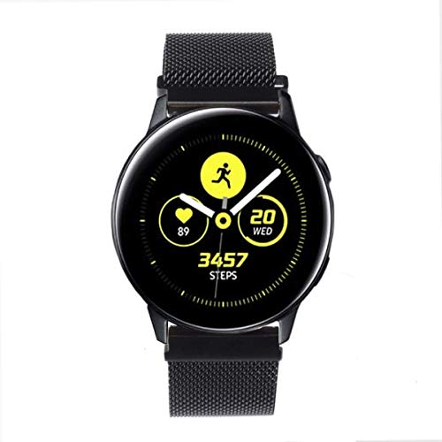 GOSETH Compatible with Samsung Galaxy Watch Active (40mm) Bands/Active2 (44mm) Bands, 20mm Mesh Stainless Steel Strap for Galaxy Watch Active/Active2 (Black)