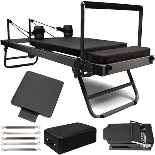 Pilates Reformer Maszyna do treningu w domu - składana z trampoliną i 5 sprężynami ze stali nierdzewnej sprzęt fitness
