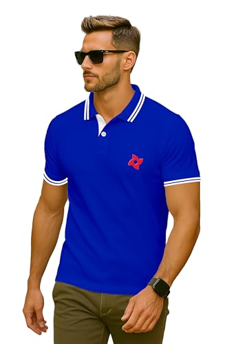 Image of Dagcros Classic Men's Polo T-Shirt with White Trim, Short Sleeve for Mens