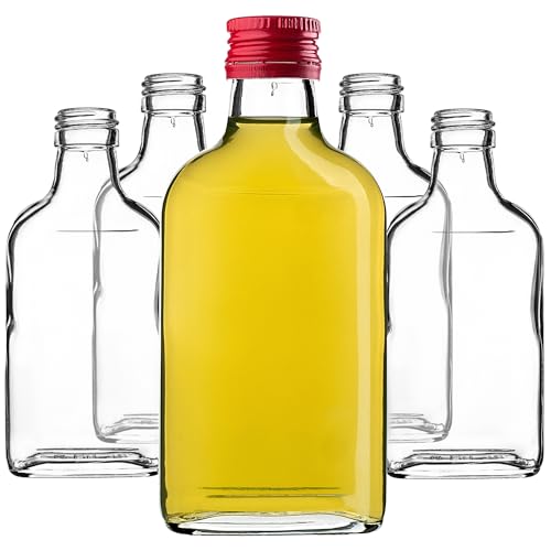 KADAX 5er Set Flachmann 200ml, kleine Glasflaschen mit Schraubverschluss, Fläschchen, leere Flaschen zum Befüllen, mini Likörflaschen… – Ansicht 1