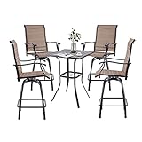 VICLLAX Outdoor Bar Stools Set 5 Piece Patio Bar Height Table and Swivel Bar Chairs Set