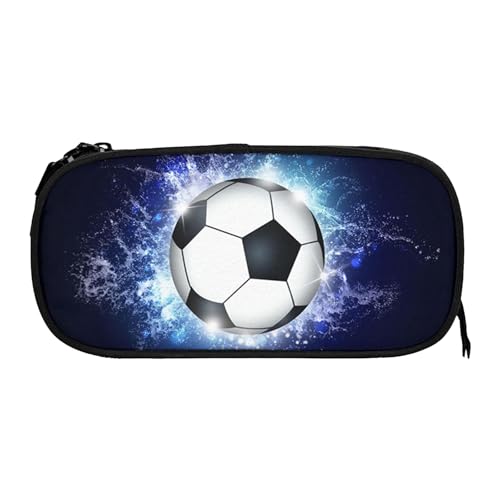 ChAusa Estuche para niños con diseño de fuego azul, estuche con cremallera, gran capacidad, informal, para niños y niños, escuela, fútbol, estuche para bolígrafos, grande