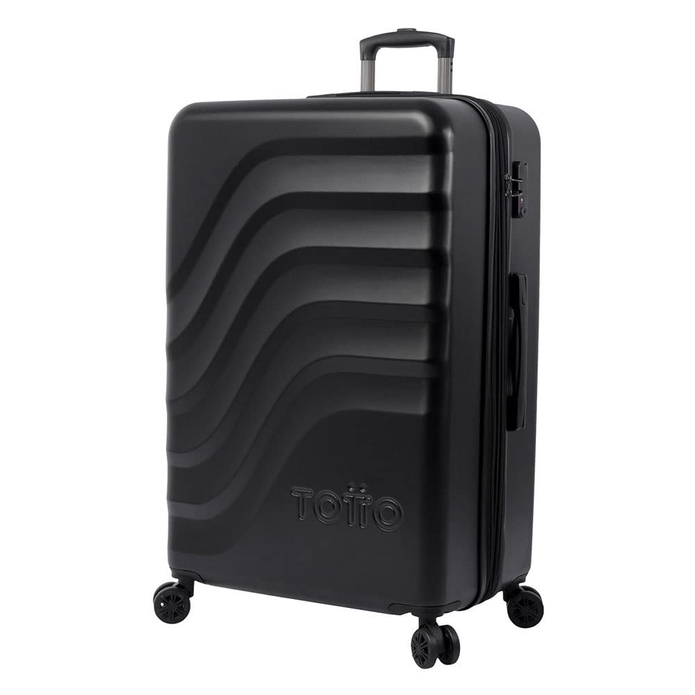 TOTTO - Maleta Rígida Grande, Modelo Bazy+, 50 x 79 x 30.5 cm, Capacidad 100 L, Expandible, Alta Resistencia a Impactos, Ruedas 360º, Manija Telescópica, Correas Internas, Candado TSA, Color Negro