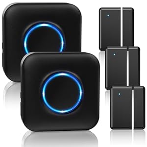 Door Chime Bistee Wireless Door Alarm Contact Sensor Door Open Bell 600 FT Range with 58 Chimes 5 Volume Levels LED Indicator for Business/Home/Office/Stores (2 Plug-in Receiver & 3 Door Sensor)